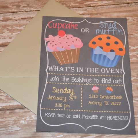 Cupcake or Stud Muffin Gender Reveal Invite