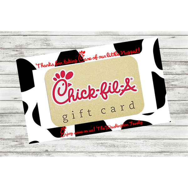 Chick Fil A card for Teacher or Baby-Sitter