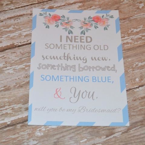 Something Blue Bridesmaid Card